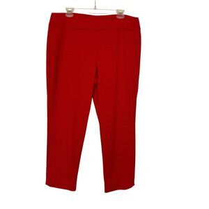 Crown & Ivy Size 14 Pants Red Stretch Textured Pull on Stretch